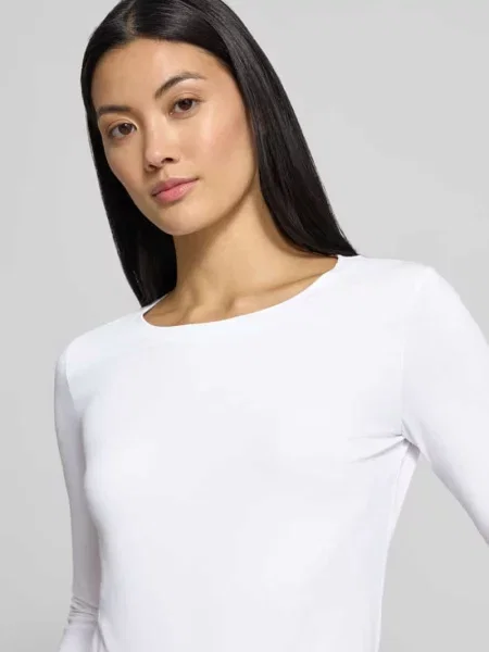 Bluzka z długim rękawem skinny fit z mieszanki bawełny model LORATA' Mm By Max Mara biała