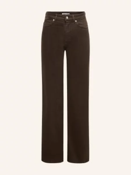 Only Široké Džíny dark brown denim hnědé