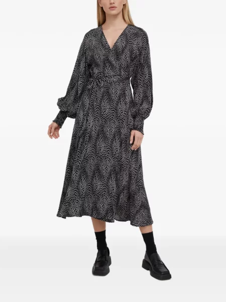 Rochie midi Gestuz cu decolteu în V până la genunchi de costum negru