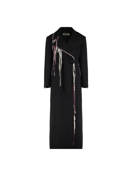 Długi płaszcz Dries Van Noten wełniany czarny