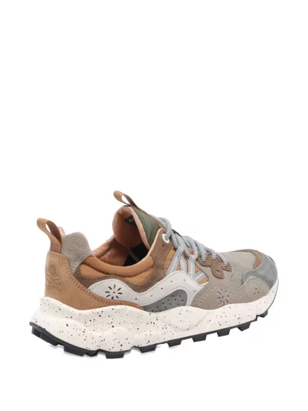 Sneakerși Flower Montain din piele de căprioară cu model floral gri