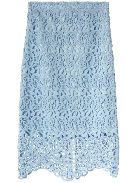 Haftowana osłona spódnica ołówkowa Burberry koronkowa niebieska