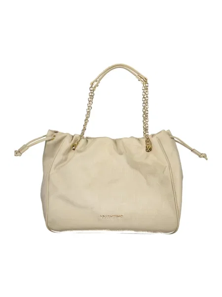 Valentino Bags torebka shopper z imitacji zamszu MAXI beżowa