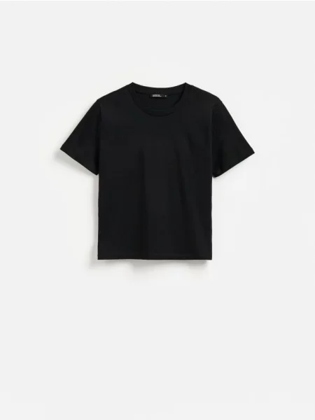 Reserved Tricou din mercerizat negru