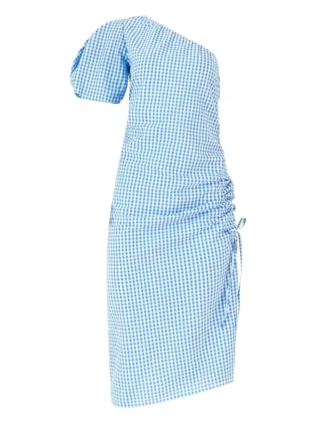 Sukienka midi Rosie Assoulin do kolan na jednym ramieniu garniturowa niebieska