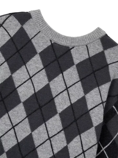 Cardigan Tomboy cu model argyle gri