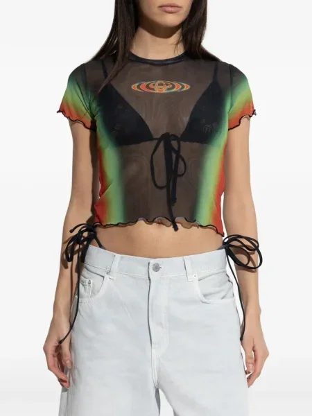 Top Casablanca cu volane negru