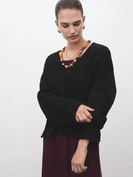 Кардиган MANGO акрил/вовна чорний