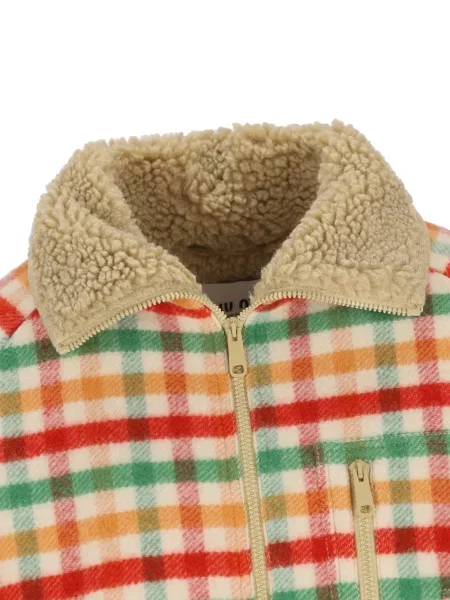 Geacă Miu Miu din fleece în carouri