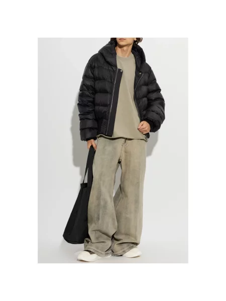 Kurtka puchowa Rick Owens wełniana z kapturem czarna