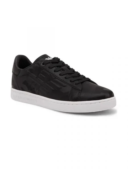 Sneakers cu adaos de piele negru