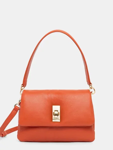 Usnjena torbica Tommy Hilfiger oranžna