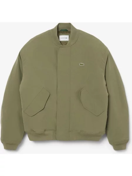 Kurtka Lacoste Water-Repellent Taffeta Bomber S zielona