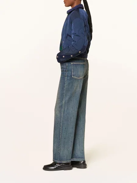 Maje Jeansy Wide Leg Z Ozdobnymi Kamieniami blau niebieskie