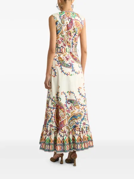 Rochie maxi Etro cu model floral cu imagine de costum alb