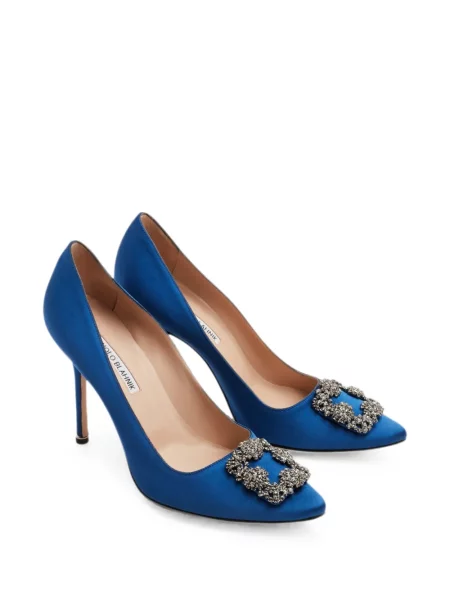 Pantofi cu toc Manolo Blahnik cu cataramă albastru