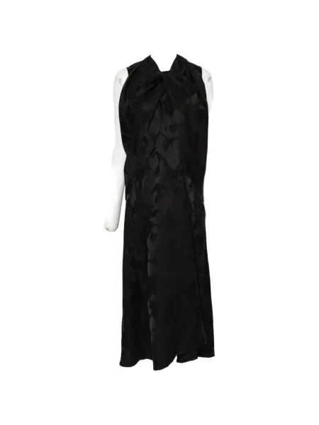 Rochie maxi Uma Wang cu model floral din jacard drapată negru