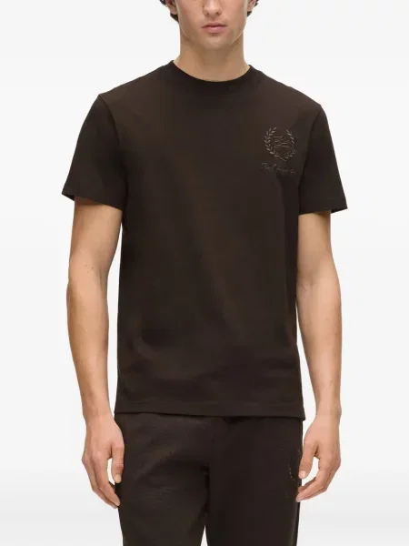 Tricou Karl Lagerfeld cu decolteu rotund maro