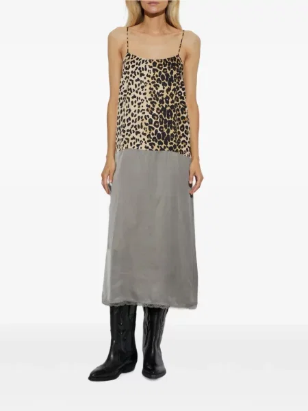 Rochie Munthe cu imagine cu model leopard din dantelă gri