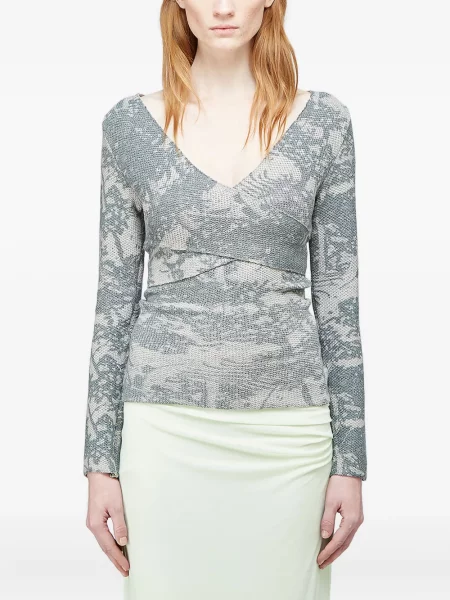 Koszulka Eckhaus Latta z nadrukiem w abstrakcyjne wzory kopertowa szara