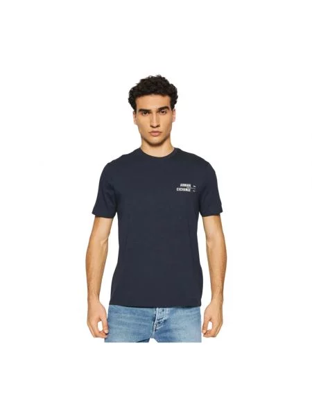 Koszulka Armani Exchange z krótkim rękawem z okrągłym dekoltem niebieska