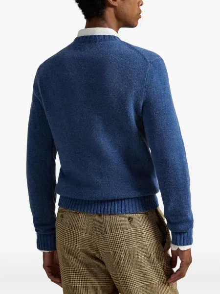 Поло тениска Polo Ralph Lauren бродирана с кръгло деколте с пейсли десен синьо
