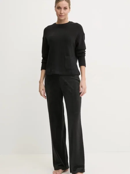 Піжамні штани Juicy Couture VICKY RIB FLARE PANT чорний