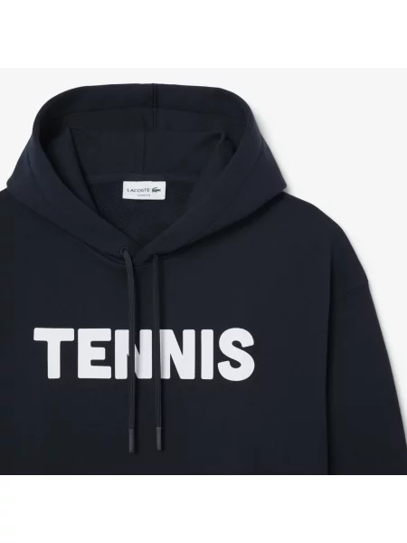 Lacoste Bluza Z Kapturem Z Nadrukiem Tenisowym czarny