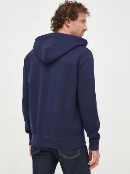 Mikina Polo Ralph Lauren tmavomodrá s kapucí hladká