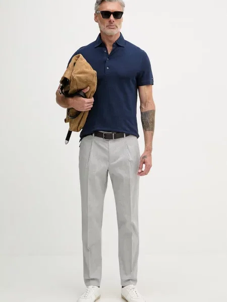 Tommy Hilfiger hlače z bombažem NEW YORK siva