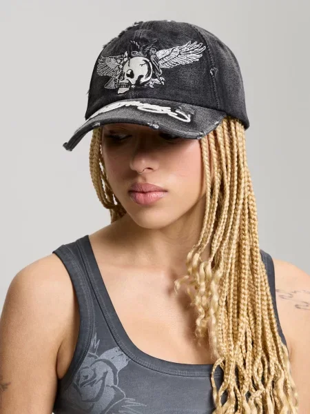 Ed Hardy Čiapka krémová / antracitová čierna