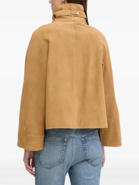 Geacă Allsaints din piele de căprioară cu cataramă
