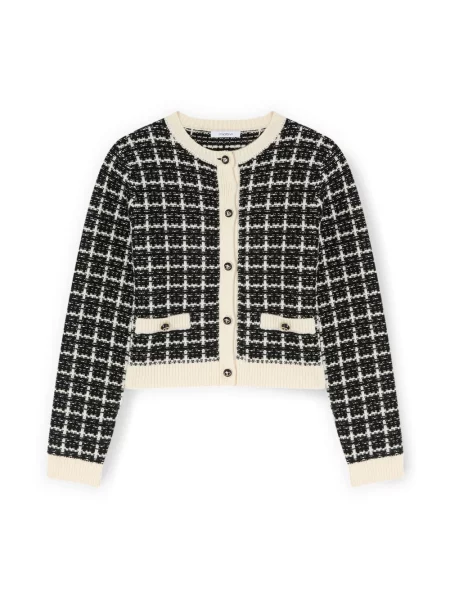 Kardigan Motivi wełniany w kratkę czarny