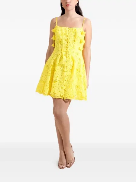 Rochie mini Camilla din dantelă tip corset de costum galben