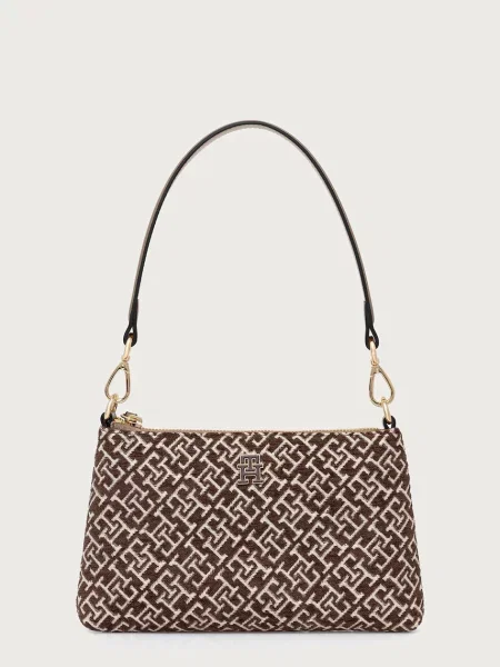 Τσάντα shopper Tommy Hilfiger με γούνα καφέ
