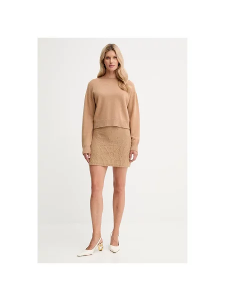 Twinset sweter wełniany lekki brązowy