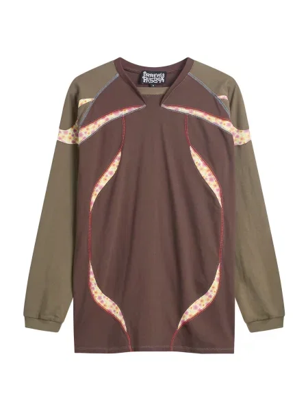 Top Paolina Russo z długim rękawem z dżerseju brązowy