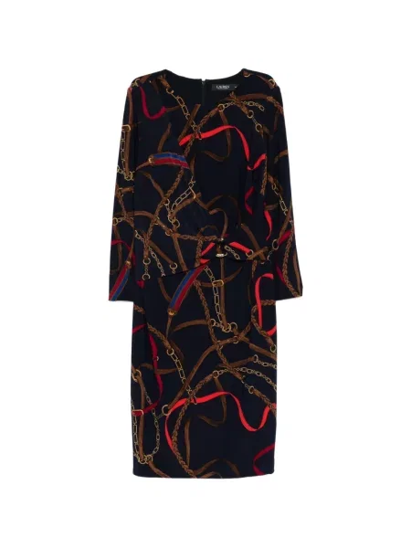 Raštuota kostiumas mini mini suknelė Lauren Ralph Lauren mėlyna