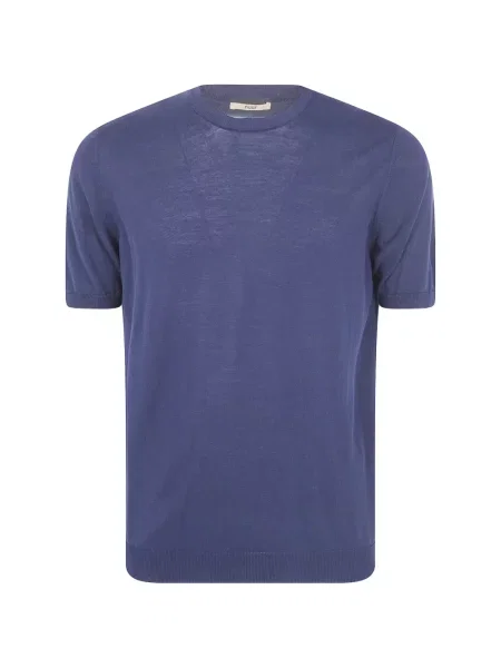 Krótka koszulka Nuur z okrągłym dekoltem niebieska