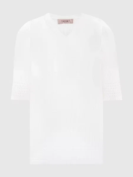 Топ в рубчик з логотипом Twinset білий