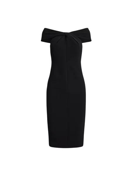Sukienka koktajlowa o długości do kolan z wiązanym detalem model ‘TAKOTA’ Lauren Ralph Lauren czarna