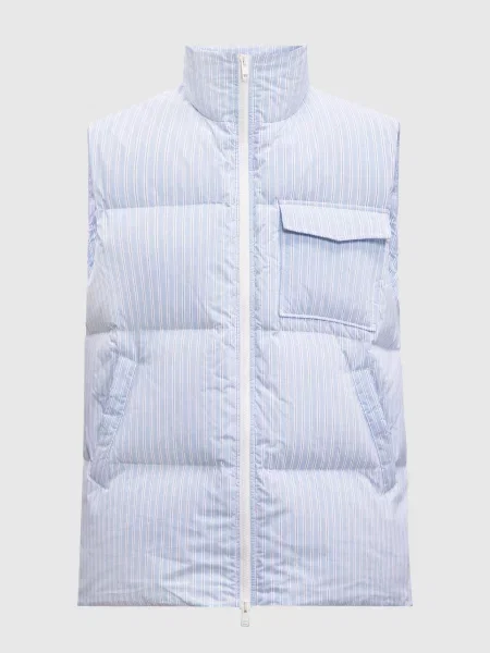 Пуховий жилет в смужку Yves Salomon Army блакитний