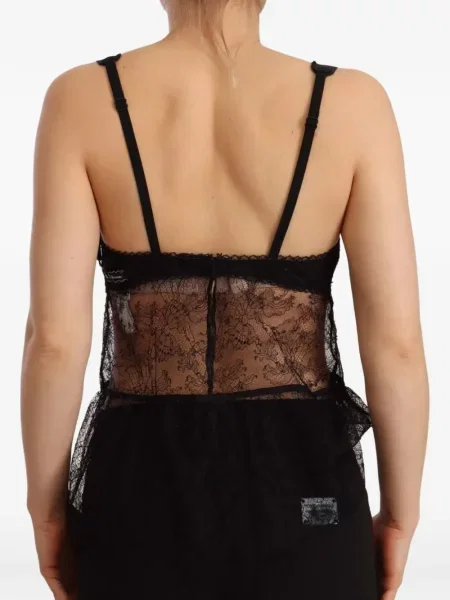Top Dolce & Gabbana bez rukava s čipkom crna