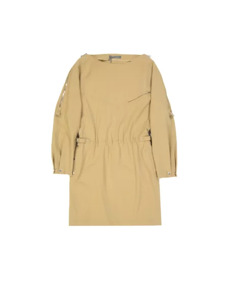 Lniana sukienka mini Alberta Ferretti beżowa