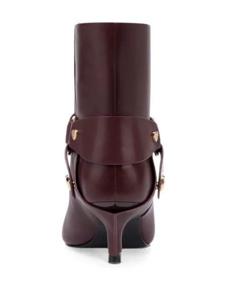 Cizme scurte Love Moschino din piele cu motiv cu inimi roșu