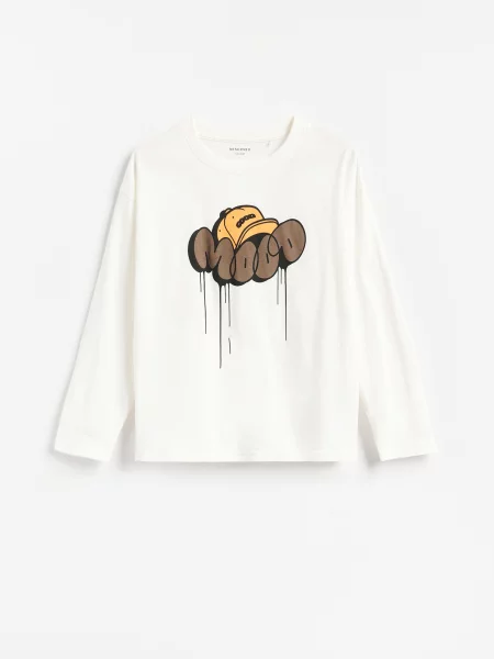 Reserved Tricou cu mânecă lungă din alb