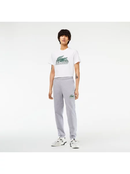 Lacoste Spodnie Dresowe Z Nadrukiem Slim Fit szare
