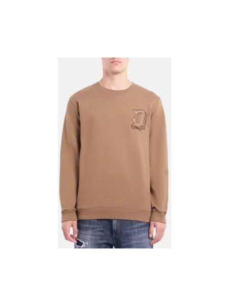 Bluza Dondup z długim rękawem z logo brązowa