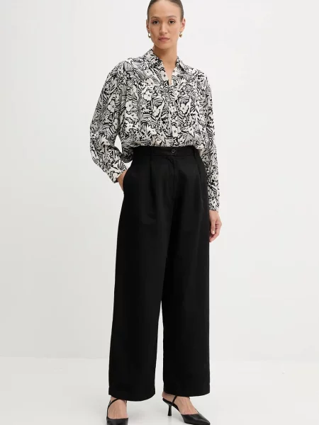 Tommy Hilfiger spodnie szerokie high waist czarny