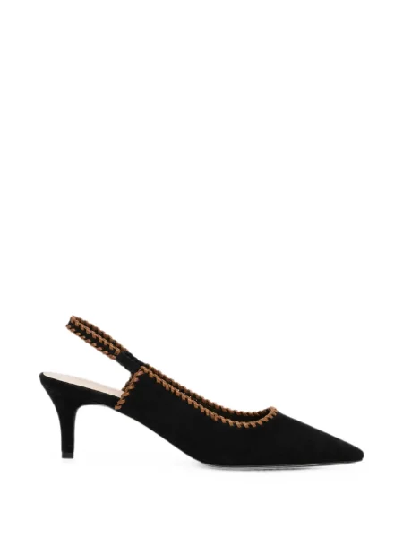 Pantofi cu toc Cinq A Sept slingback țesuți negru
